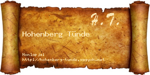 Hohenberg Tünde névjegykártya